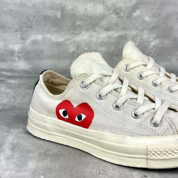 Converse Comme De Garcons Cream Heart Low Top Sneaker - Picture 2 of 11